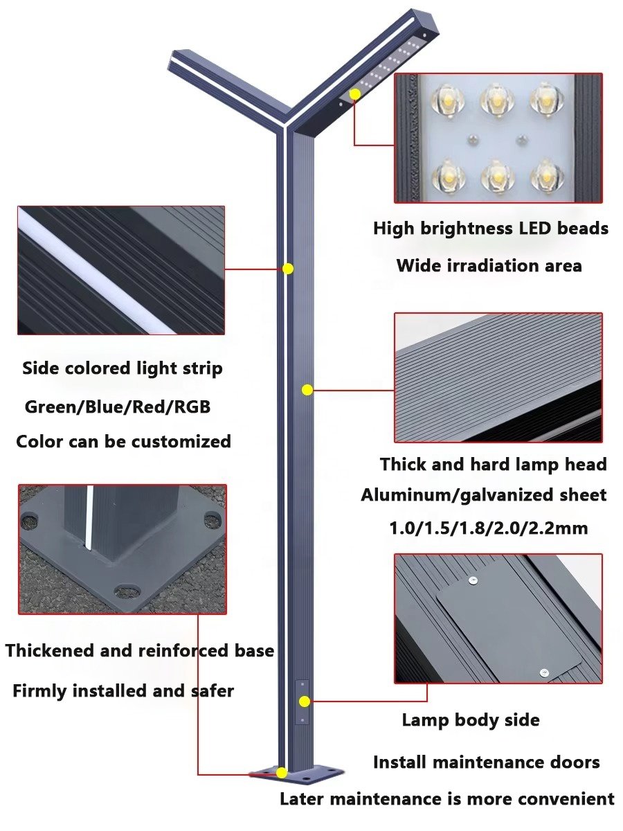3M 4M 5M Outdoor Aluminum Profile Modern Waterproof Garden Light Landscape Garden Park LED Street Light