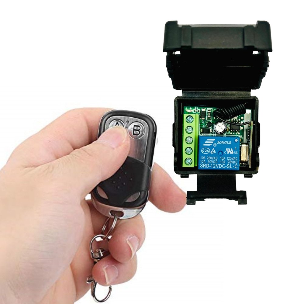 315 433mhz Wireless RF Transmitter Receiver 1 Channel Metal Design with DC 12V Power Supply and Rolling Code