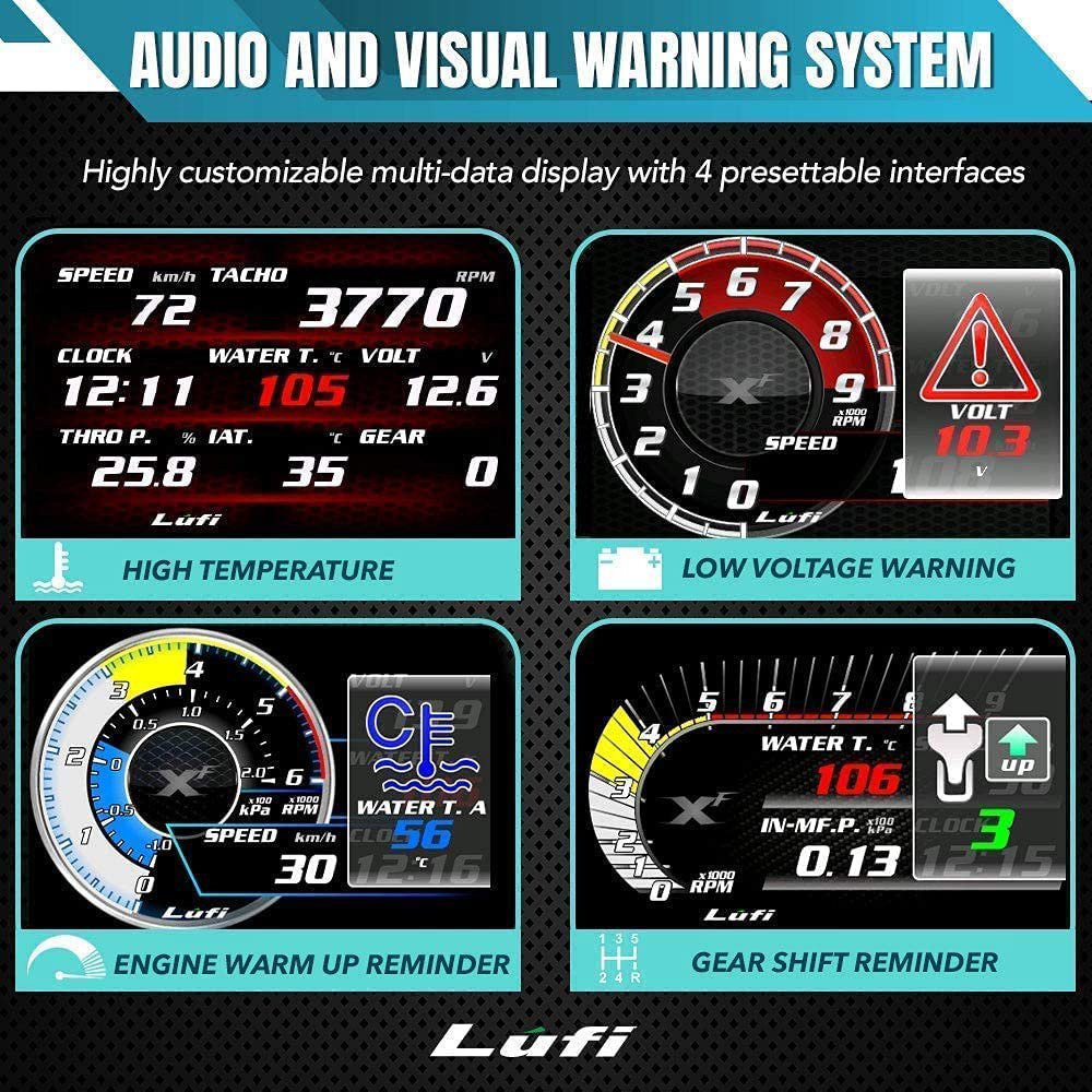 Multi Function Digital Gauge Meter Lufi XF Obd2 Digital Auto Meter Turbine Pressure OBD HUD Head up Display
