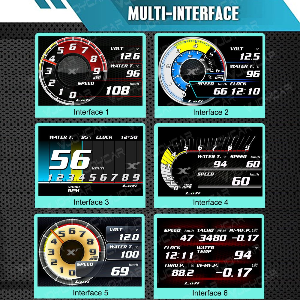 Multi Function Digital Gauge Meter Lufi XF Obd2 Digital Auto Meter Turbine Pressure OBD HUD Head up Display