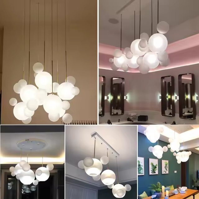 Nordic Modern LED Chandelier Nordic Modern Creative Ball Mickey LED Chandelier Glass Modern Household Living Room