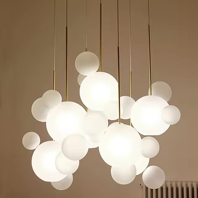 Nordic Modern LED Chandelier Nordic Modern Creative Ball Mickey LED Chandelier Glass Modern Household Living Room