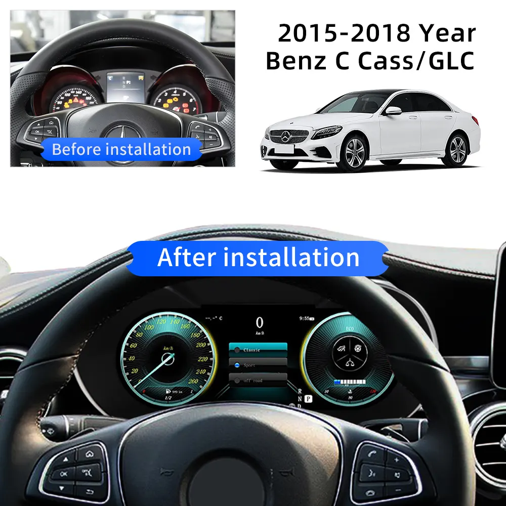 Digital Cluster LCD Speedometer for Mercedes Benz C W205 GLC X205 2015-2018 Multimedia Player Dashboard Speed Meter for Car