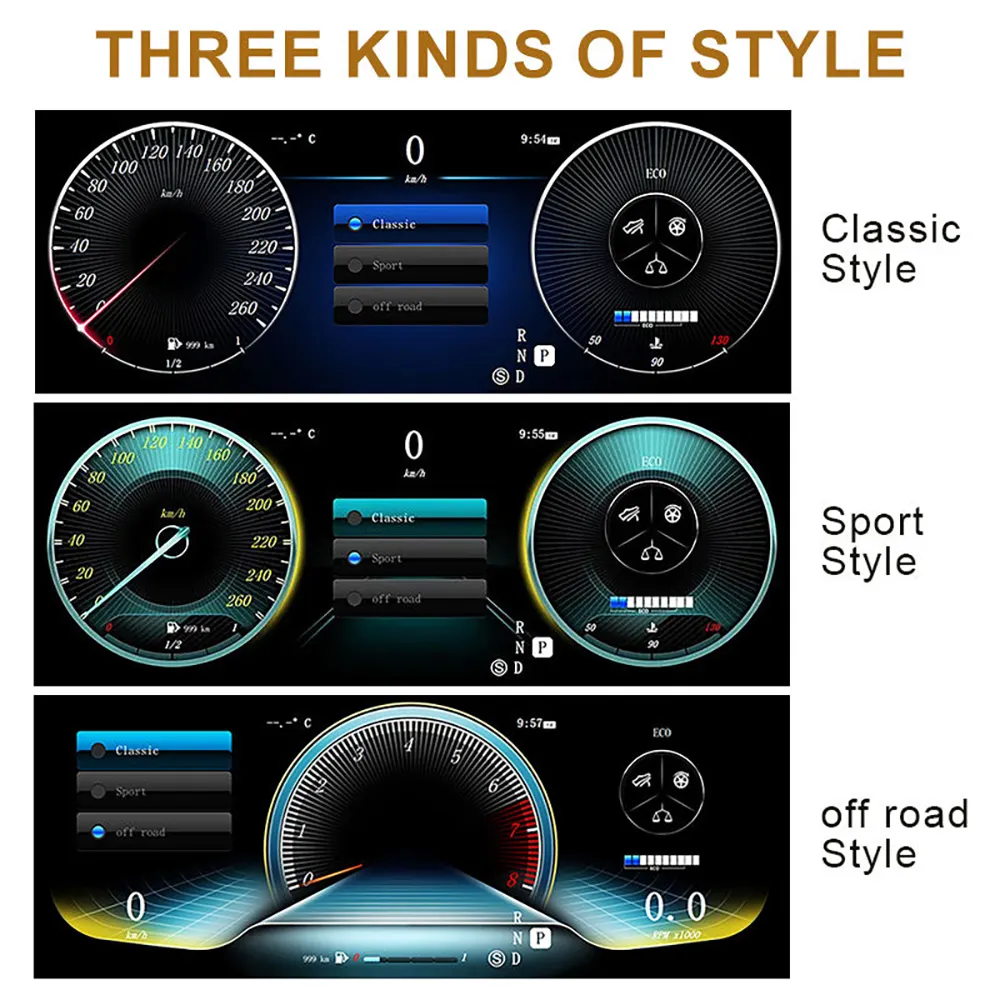 Digital Cluster LCD Speedometer for Mercedes Benz C W205 GLC X205 2015-2018 Multimedia Player Dashboard Speed Meter for Car