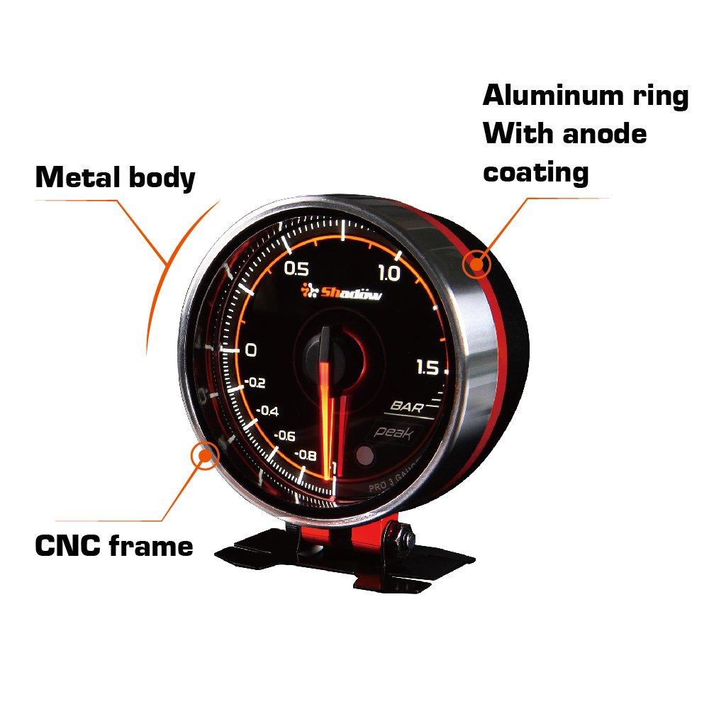 Racing Car Gauge Auto Meter 2.5 Inch 60mm and Smoked Black Face Diesel and Digital Boost Gauge 3 Bar