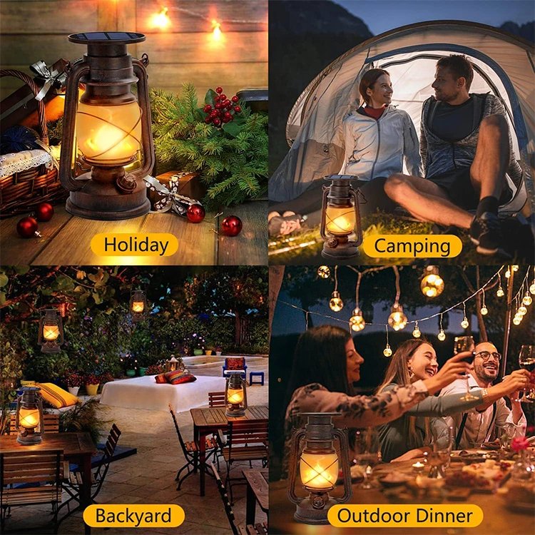 Solar Powered Hanging Rustic Heavy Duty Lantern Landscape Decor for Patio Garden Yard Deck Pathway Retro Lanterns