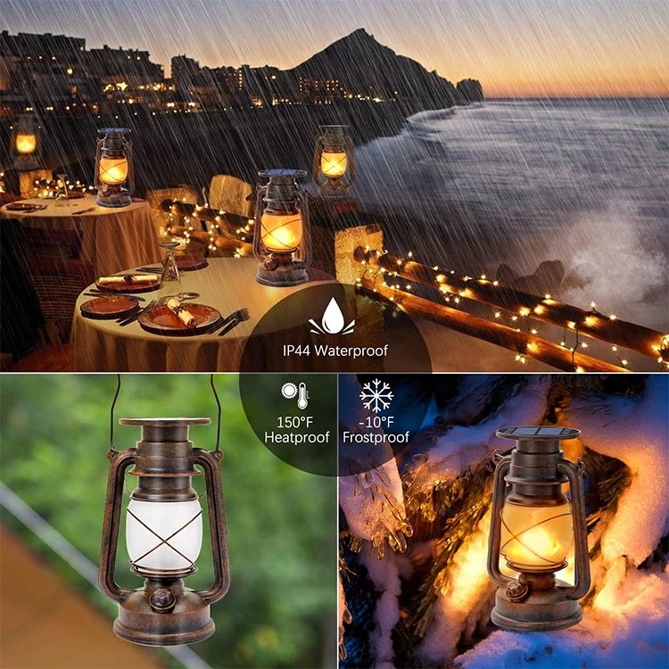 Solar Powered Hanging Rustic Heavy Duty Lantern Landscape Decor for Patio Garden Yard Deck Pathway Retro Lanterns