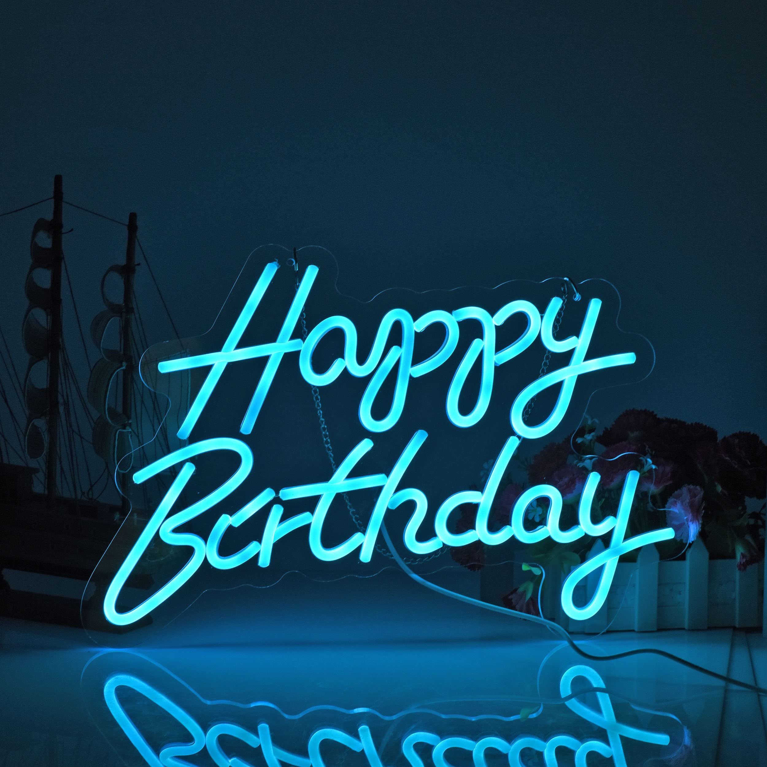 Happy Birthday Neon Sign for Wall Decor with Dimmable Switch Reusable Neon Light Sign for All Party Decoration