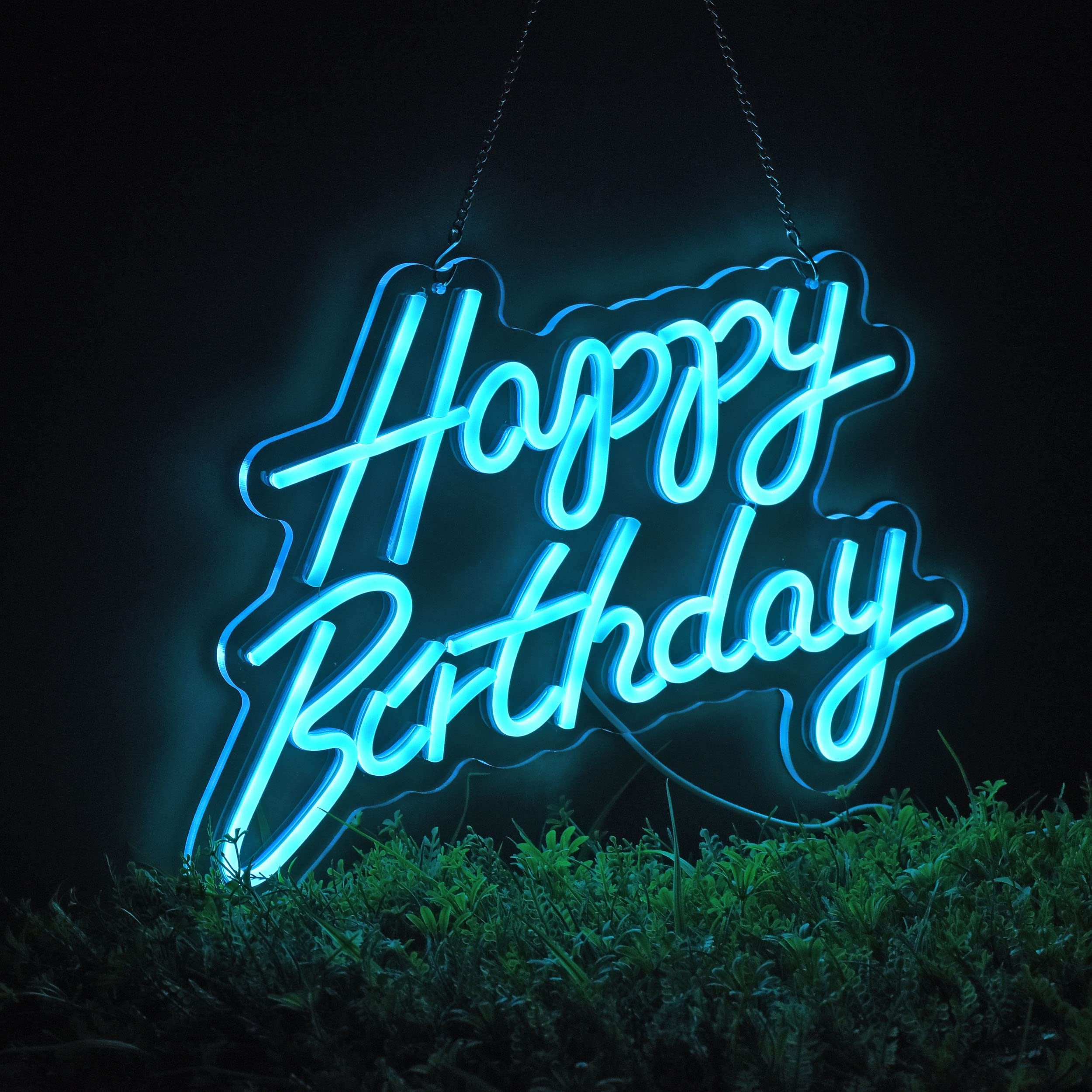 Happy Birthday Neon Sign for Wall Decor with Dimmable Switch Reusable Neon Light Sign for All Party Decoration