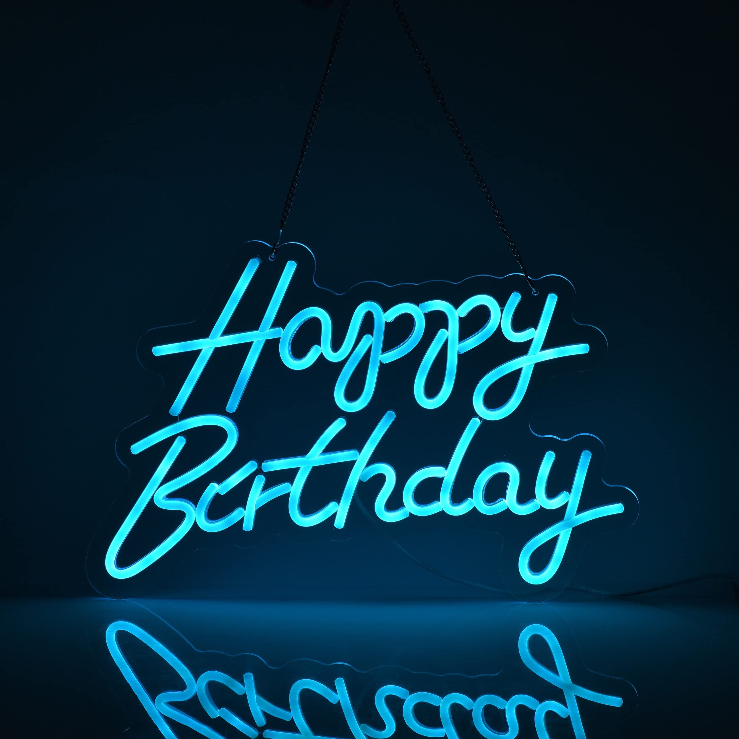 Happy Birthday Neon Sign for Wall Decor with Dimmable Switch Reusable Neon Light Sign for All Party Decoration