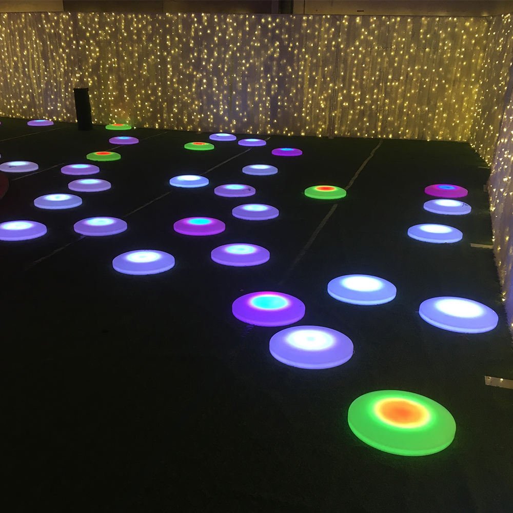 Floor LED Outdoor and Indoor Round Light up Interactive 3D Stage Rechargeable Luminous LED Dance Floor