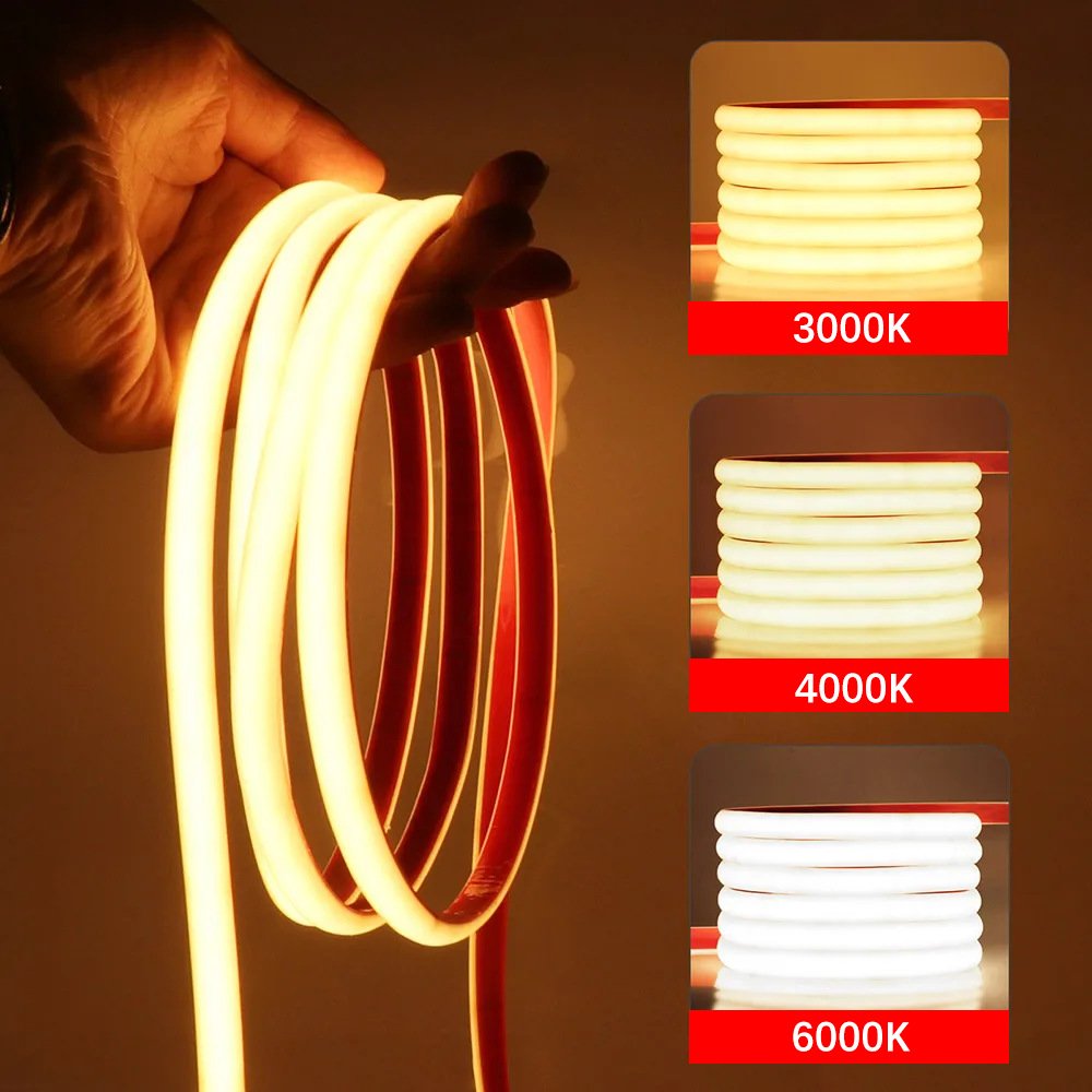Ac110V 220V Dimmable IP67 Waterproof Cob Led Strip 288Leds/M 8Mm Outdoor Garden Light 3000K 4000K 6000K Smart Strip Lights