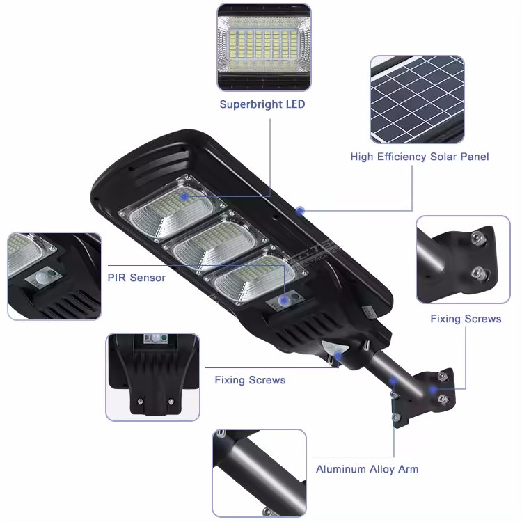 Rts Outdoor Solar Street Light 300W with Remote Control LED Lamp Solar IP65 Waterproof Courtyard Light Intelligent Sensing Lamp