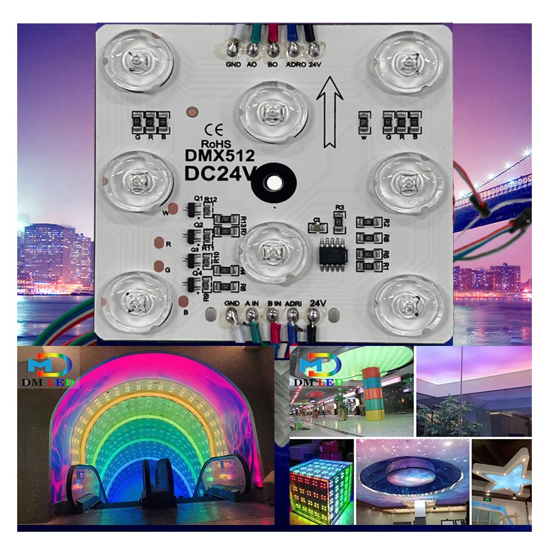 DC24v RGBW DMX512 square Led Module Programmable Magic Waterproof Blockchain Module High Brightness for Soft Ceiling