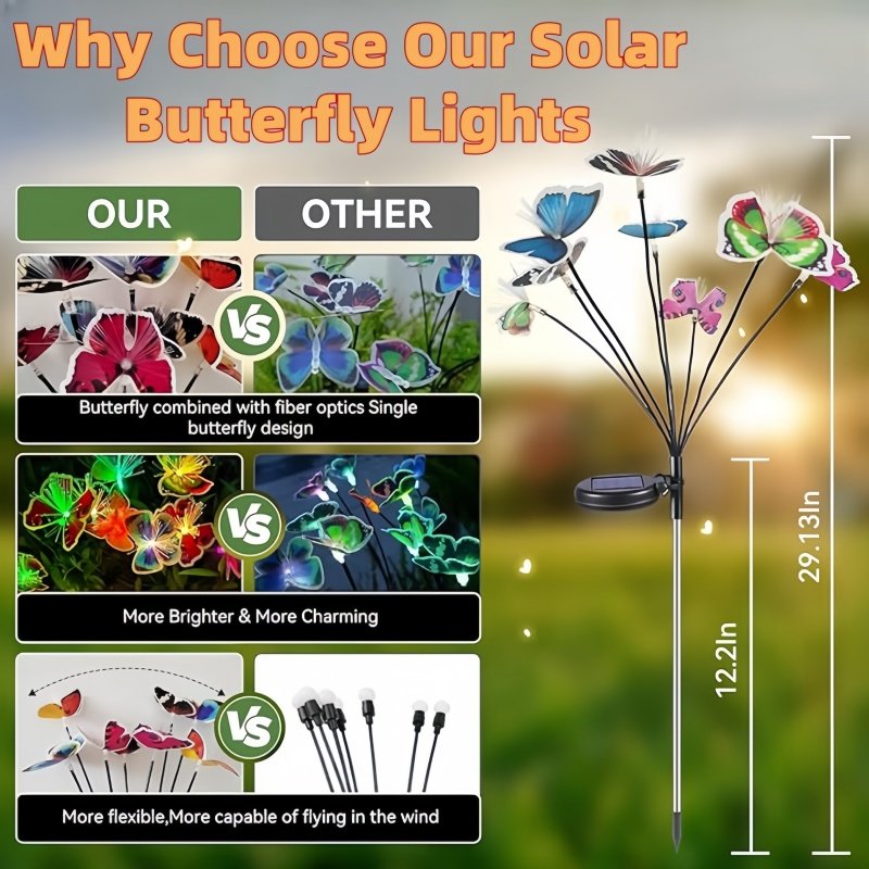 Outdoor Garden Decoration Waterproof Solar Butterfly Lawn Light for Road Courtyard Garden Special Place Decoration Lighting