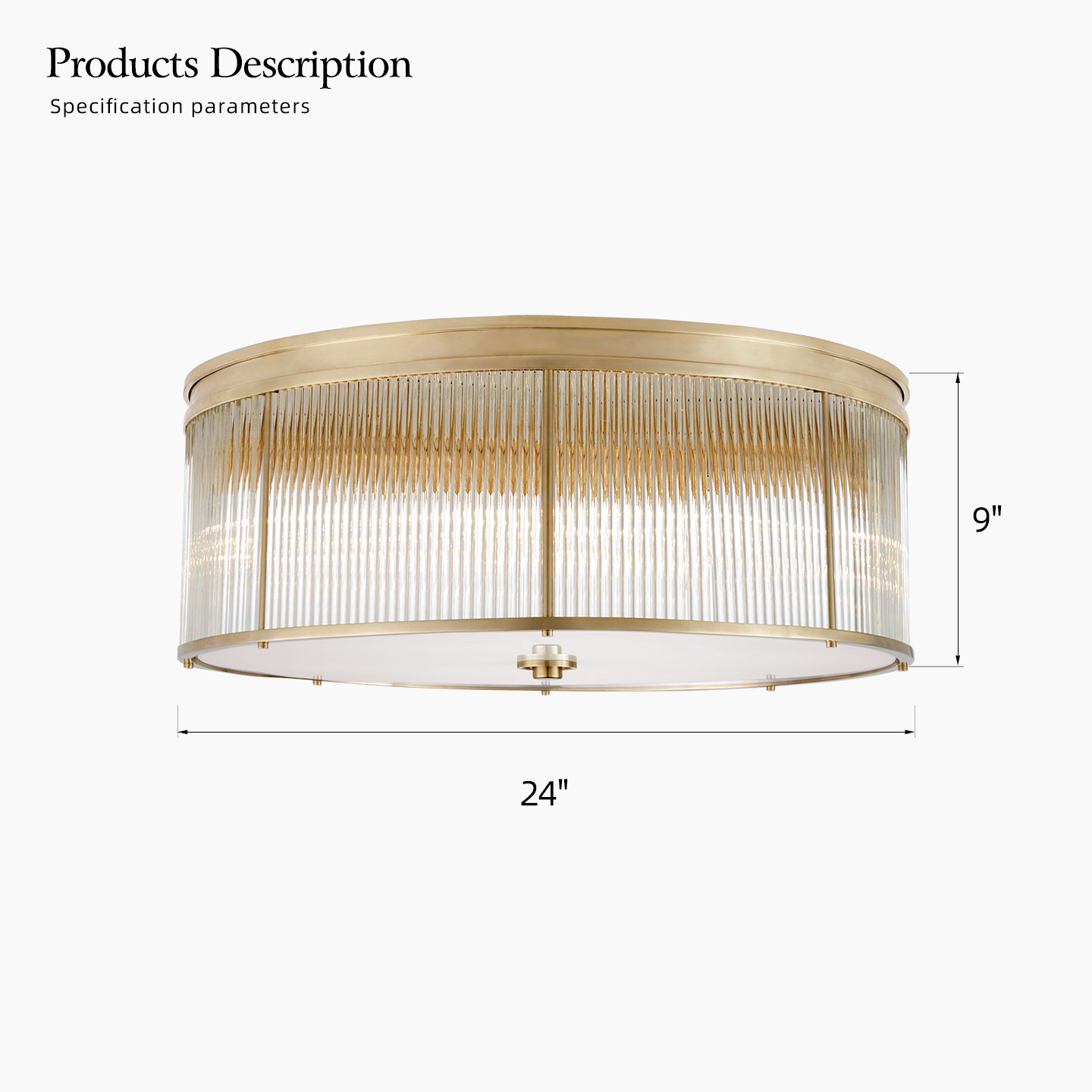 American Style Comfortable Bedroom Study Lighting Fixtures Ceiling Lamp Modern Round Brass Glass Ceiling Lights