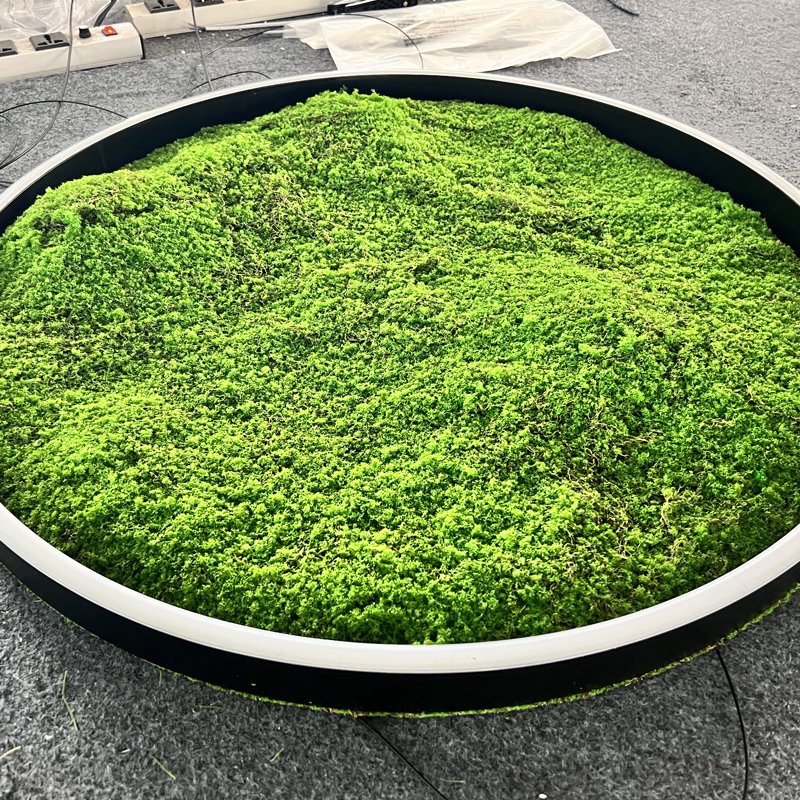 Led Green Plant Bionic Moss Round Chandelier Gym Merchant Super Shape Light Office Meeting Room Shop Circle Ring Art Chandelier