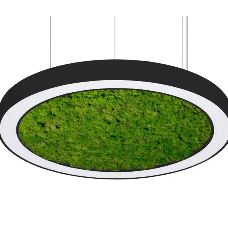 Led Green Plant Bionic Moss Round Chandelier Gym Merchant Super Shape Light Office Meeting Room Shop Circle Ring Art Chandelier