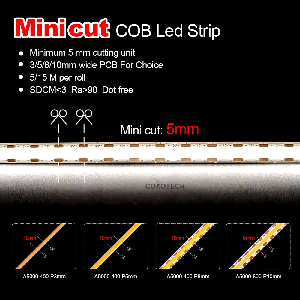 COXO Cut Anywhere Led Cabinet Light Strip 12V 24V Ce Rohs 3Mm 4Mm 5Mm Interior Car Lights Led Car Strip Lights