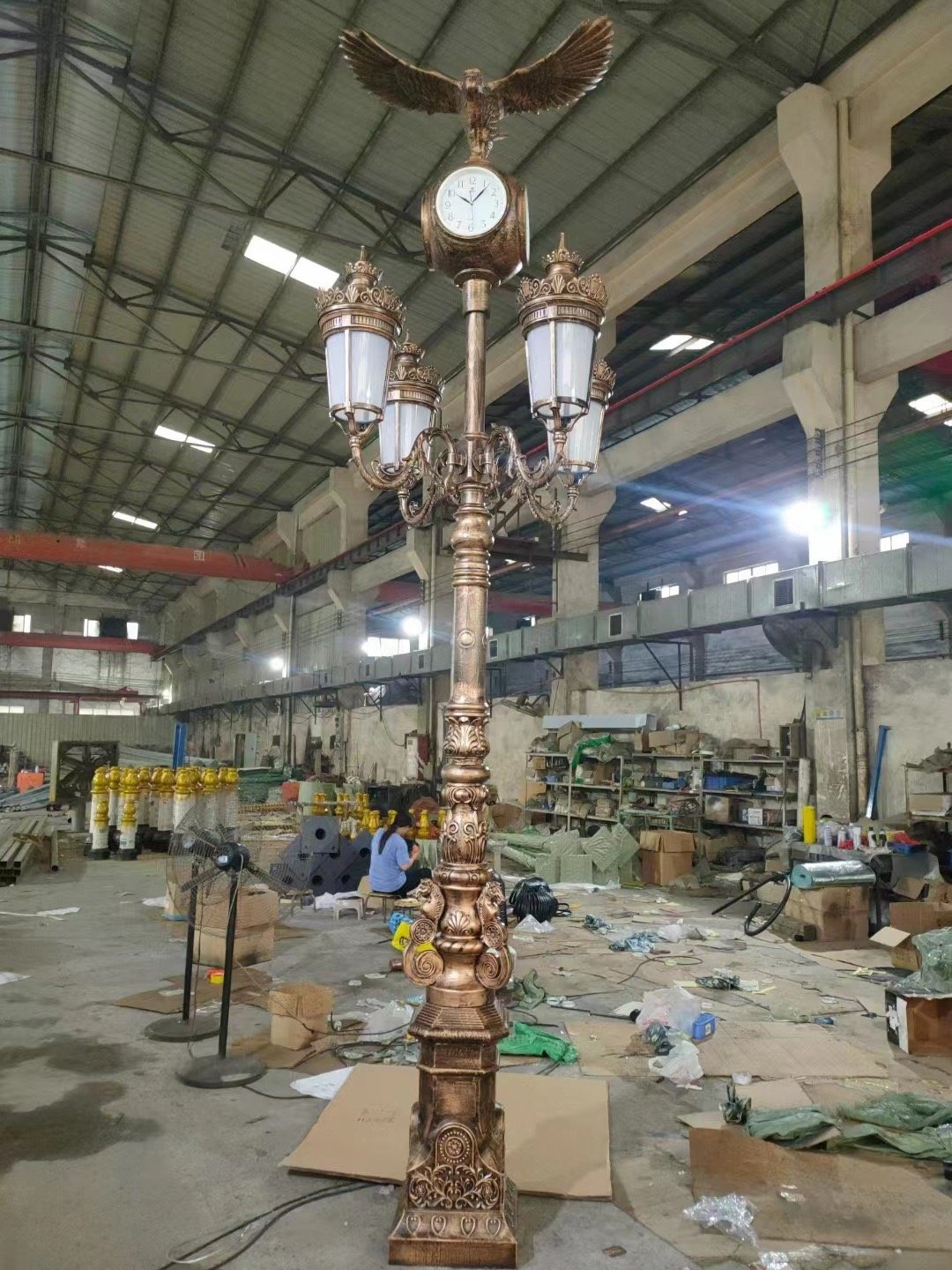 Outdoor Large European Retro+clock Garden Lamp Decoration, Power Street Lamp Lighting, Road Waterproofing