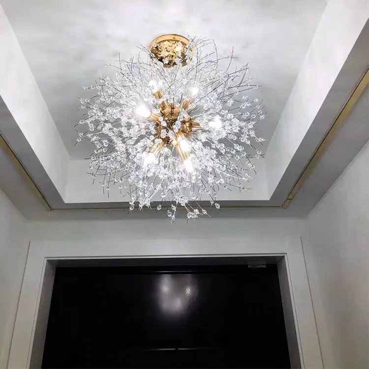 Factory Direct Modern Living Room Decoration Pendant Lamp Gold Chrome Led Crystal Chandelier