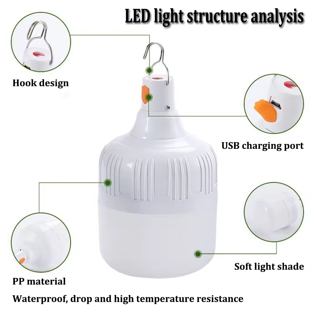 LED Tent Light Rechargeable Lantern Portable Emergency Night Market Lights Outdoor Camping Bulb Lamp Emergency Charging Bulb