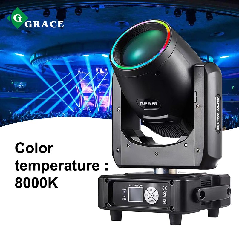 Igracelite Mini 230W 7R Beam Moving Head Stage Light With Halo Ring Effect Rgbw
