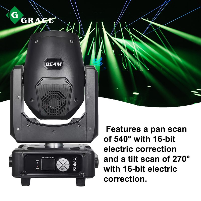 Igracelite Mini 230W 7R Beam Moving Head Stage Light With Halo Ring Effect Rgbw