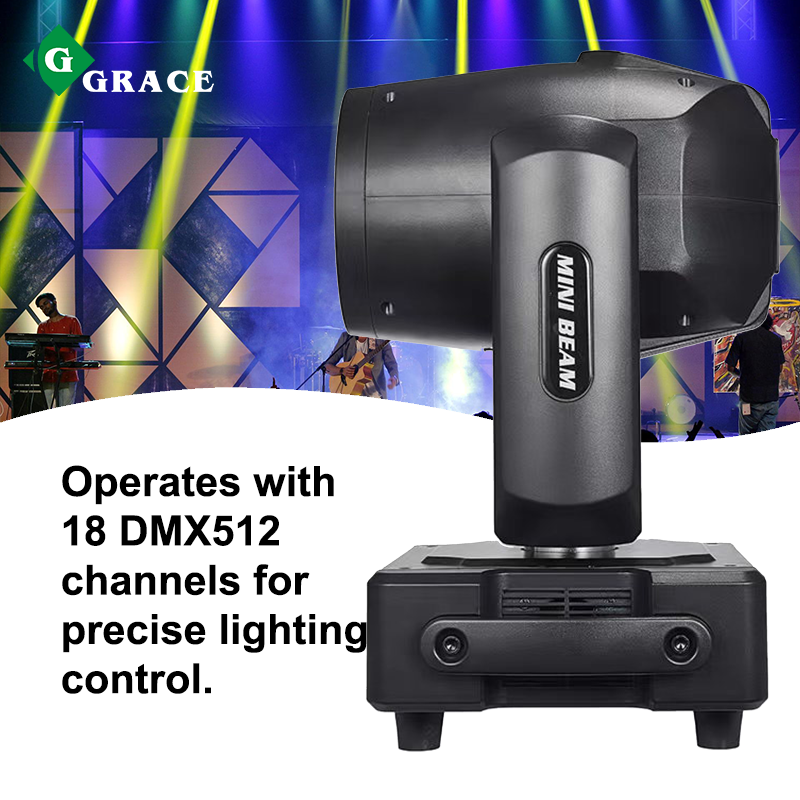 Igracelite Mini 230W 7R Beam Moving Head Stage Light With Halo Ring Effect Rgbw