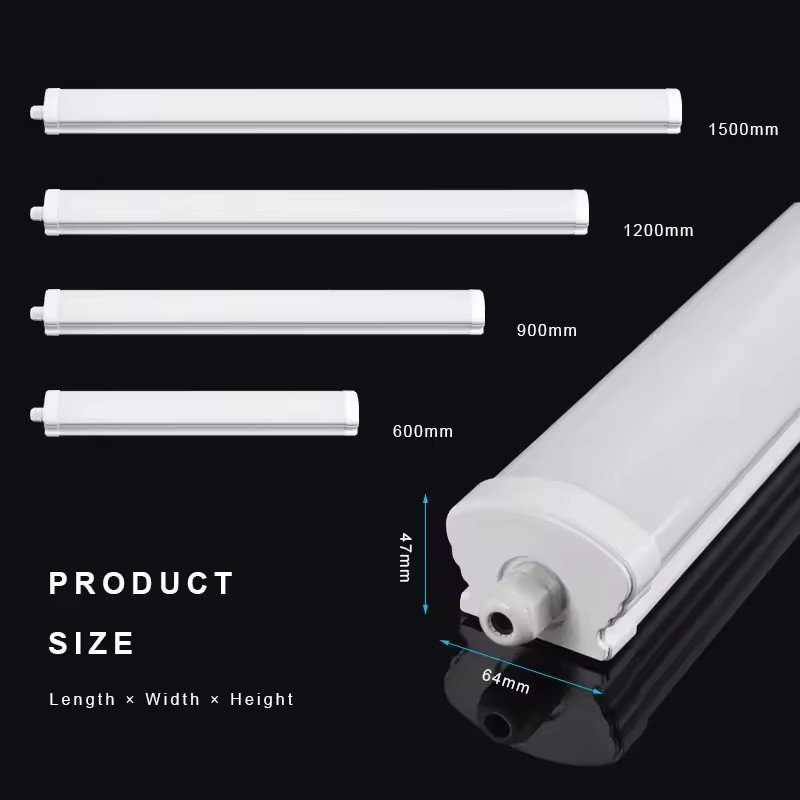 IP65 Waterproof 36w 40w 54w 60w 600mm 1200mm 1500mm Radar Sensor Triproof Led Tube Light for Parking Lot