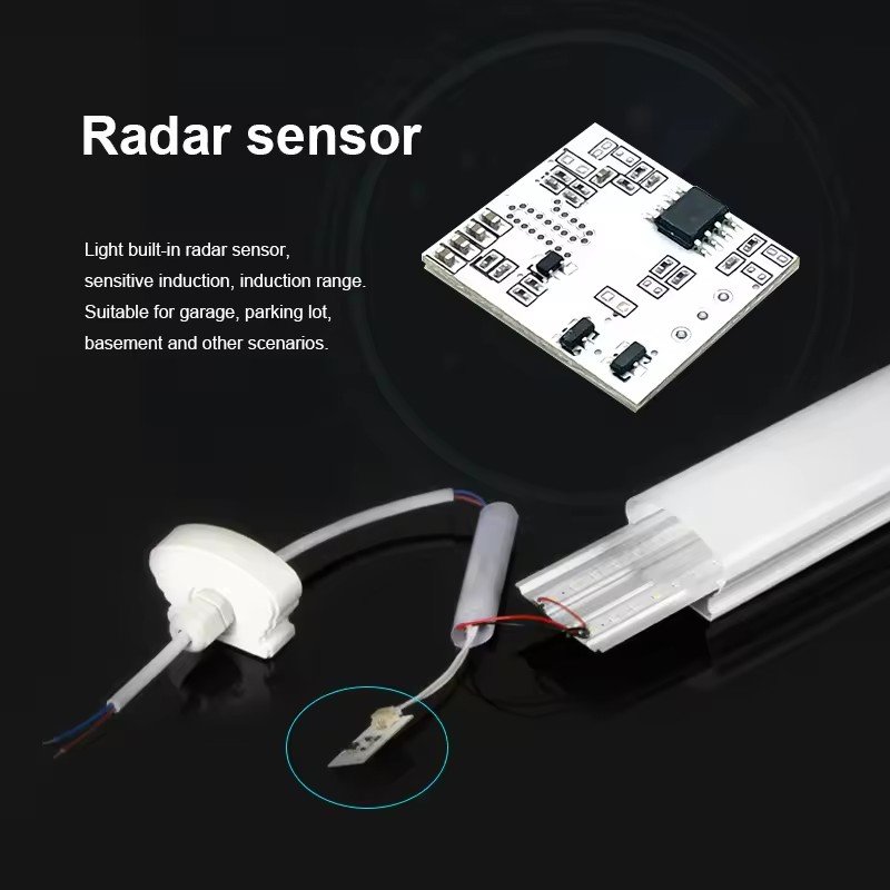 IP65 Waterproof 36w 40w 54w 60w 600mm 1200mm 1500mm Radar Sensor Triproof Led Tube Light for Parking Lot