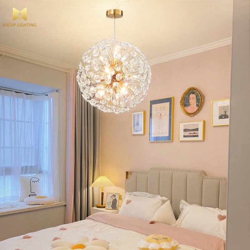 Nordic Style Luxury Hotel Coffee Shop Deco Indoor Lighting Gold Crystal Modern Led Ceiling Lamp