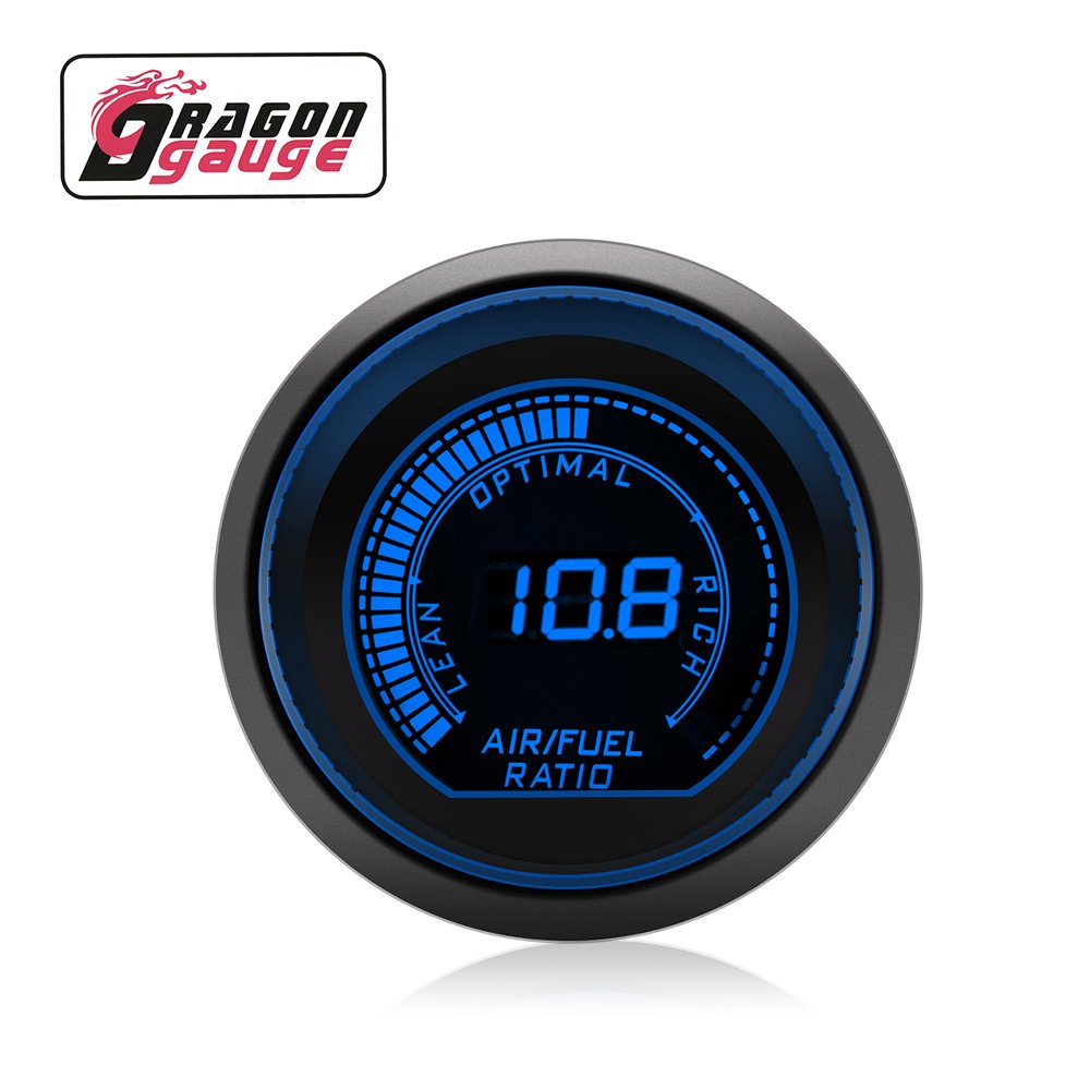 DRAGON GAUGE 2 Inch 52mm Dual View Digital Narrow Band 20:1~10:1 Air Fuel Ratio Gauge Auto Meter Universal 12V (6258-B)
