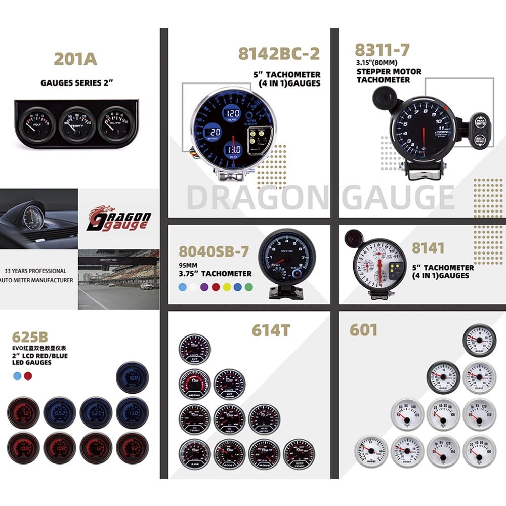 DRAGON GAUGE 2 Inch 52mm Dual View Digital Narrow Band 20:1~10:1 Air Fuel Ratio Gauge Auto Meter Universal 12V (6258-B)