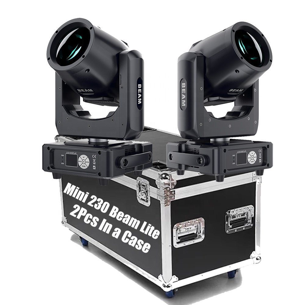 Lease Flightcase 2Pcs Package 7R Light Bulbs Mini 230W Beam Light Moving Head DMX512 Control Stage Lighting for Wedding Party