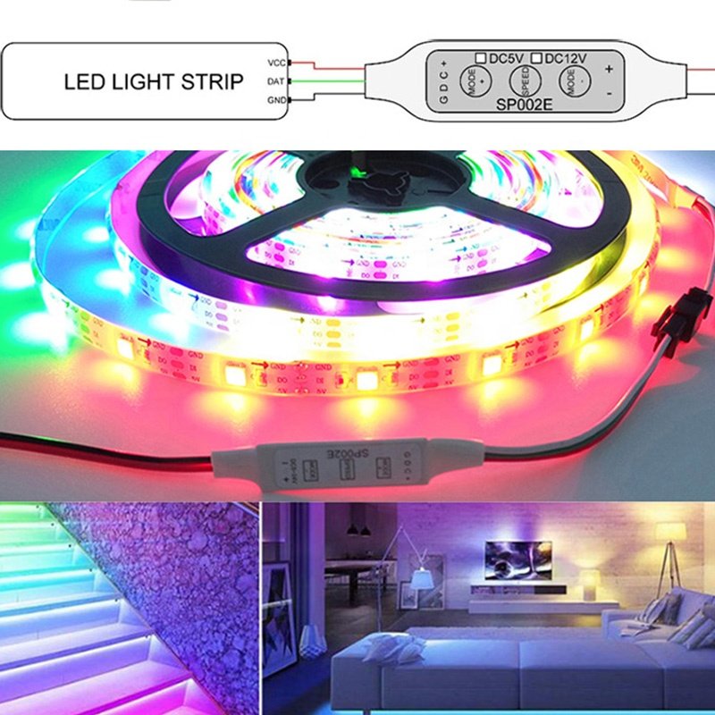 SP002E Mini 3 Keys Addressable Pixel RGB LED Strip Controller for DC5-24V Dream Color WS2811 WS2812B Led Light