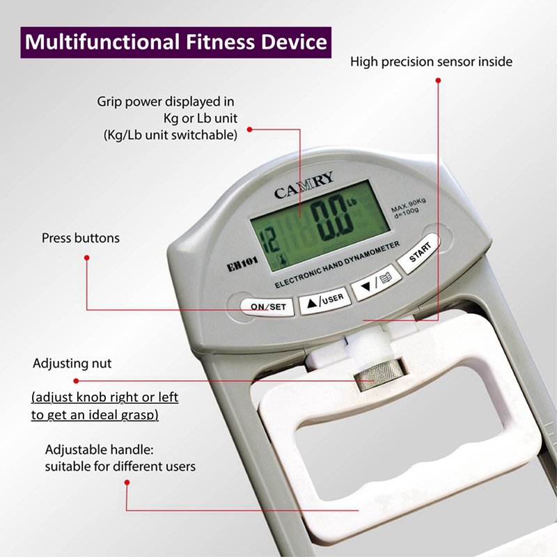 198lbs/90KGs Grip Strength Measurement Meter Auto Capturing Electronic Hand Grip Power Digital Electronic Hand Dynamometers