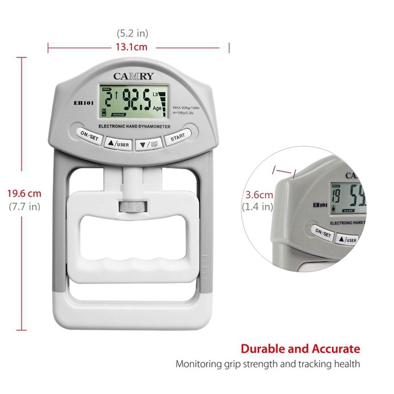 198lbs/90KGs Grip Strength Measurement Meter Auto Capturing Electronic Hand Grip Power Digital Electronic Hand Dynamometers