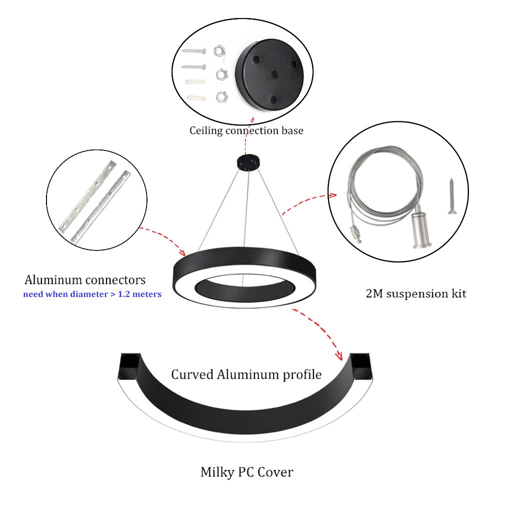 Diameter 1000mm Commercial Led Modelling Office Gym Shopping Mall Supermarket Industrial Shaped Light Creative Chandelier