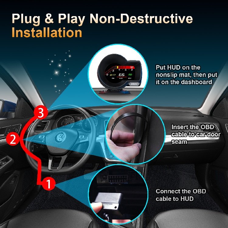 2025 New Version Car Head up Display Hud Obd2 F8 Pro OBD2 + GPS Auto Meter OBD2 Gauge