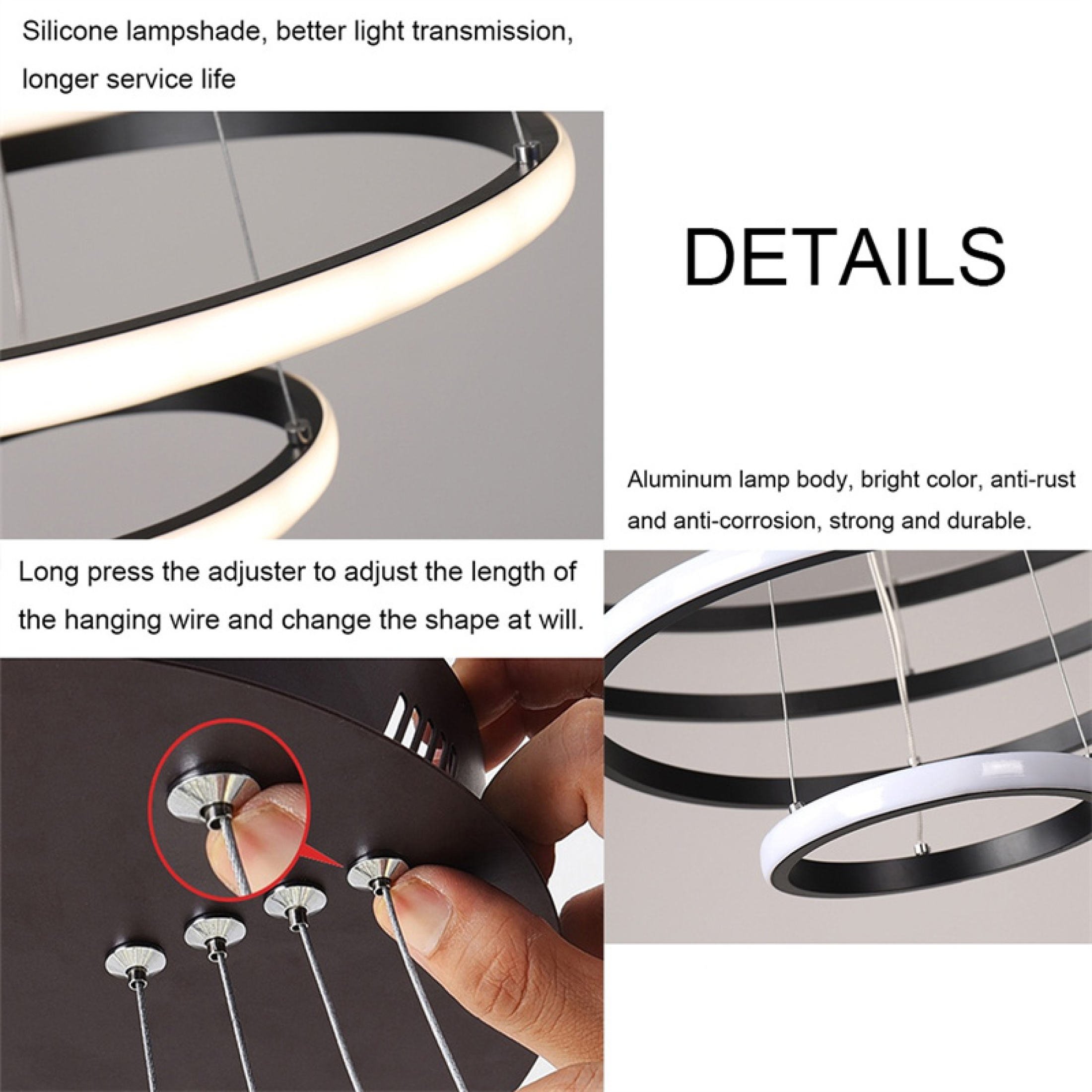 Modern Led Ring Ceiling Black Attic Living Room Dining Room Indoor Ring Chandelier