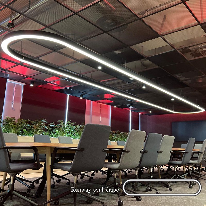 Commercial Custom Pendant Light Extrusion Aluminum Curved Shape Linear Lighting