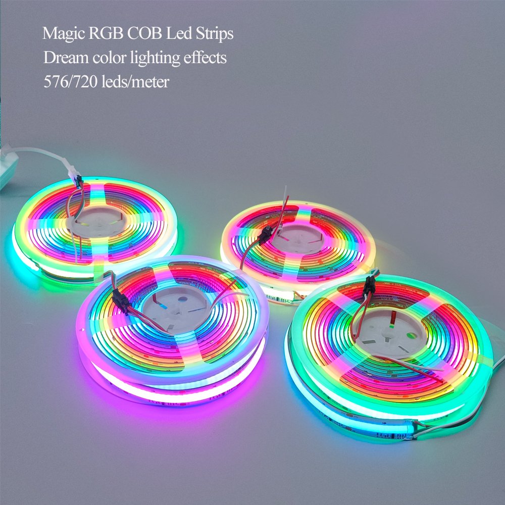 Commercial Dream Full Color DC 24V Magic Digital No Light Point RGBIC Soft Smart Addressable Magic RGB COB LED Strips