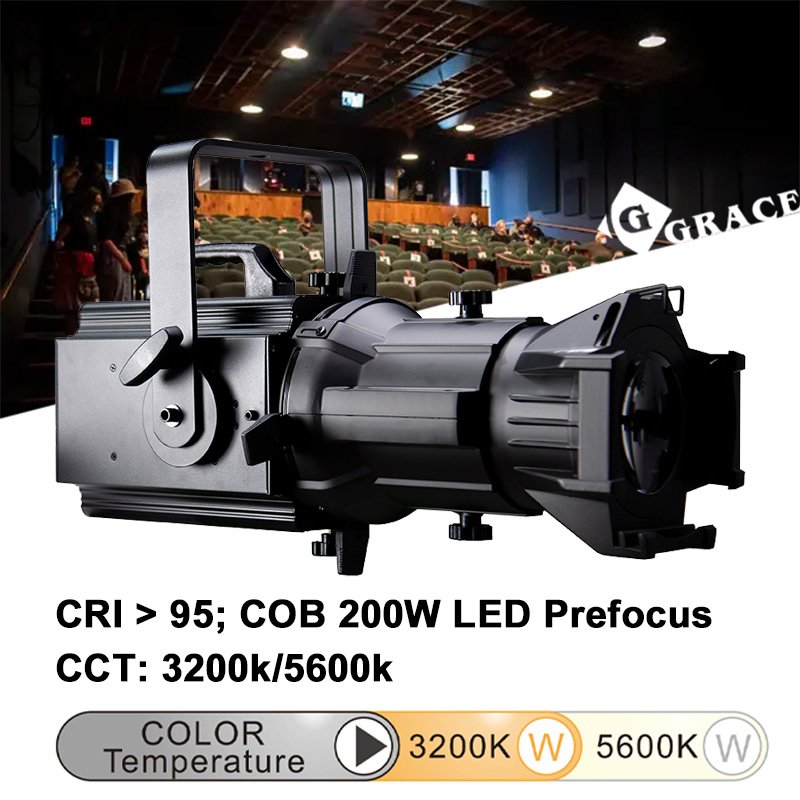 Igracelite 200W CRI>95 Prefocus LED Profile Light CCT 3200K/5600K PWM Mode Ellipsoidal LED Light