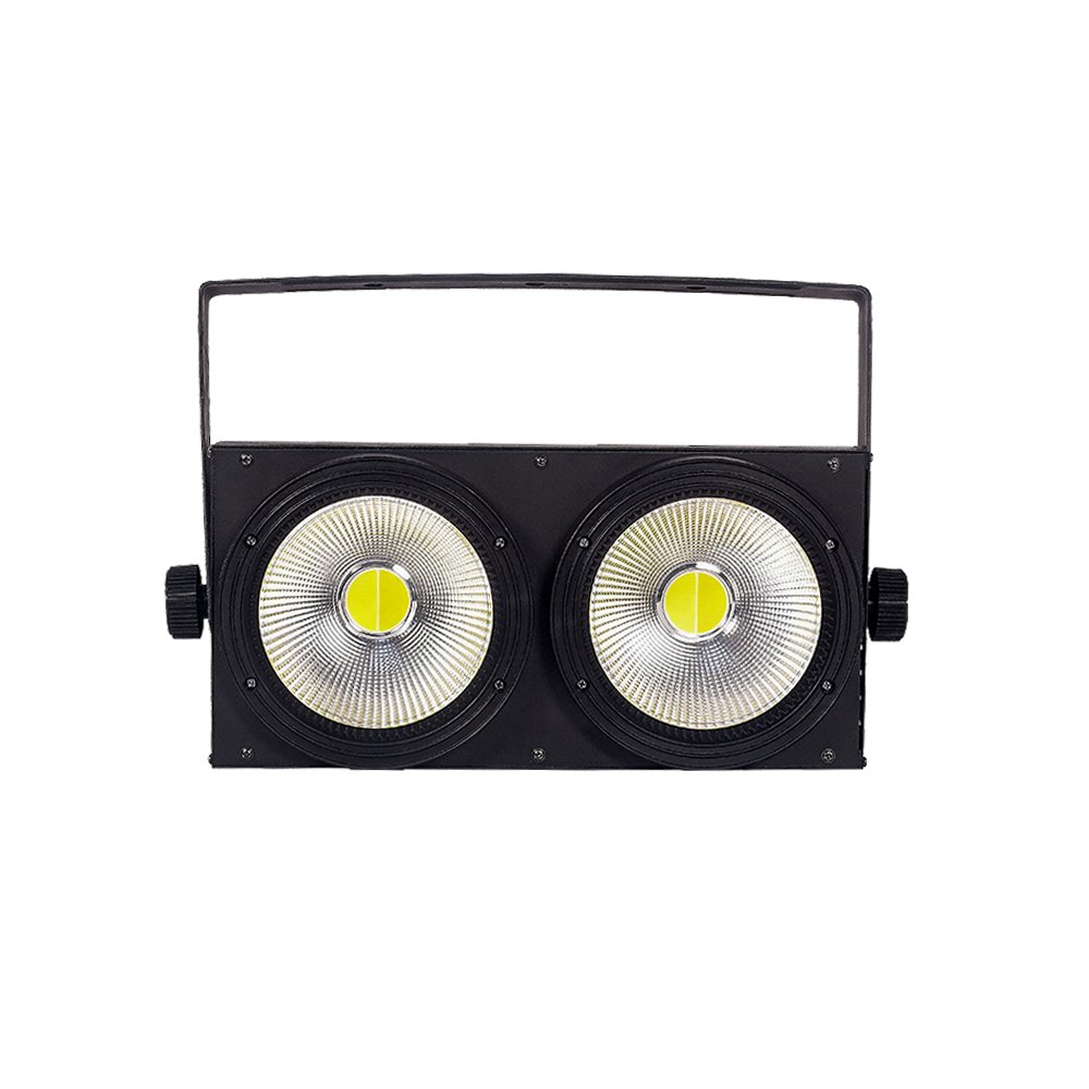 2 Eyes LED Blinder Cob Strobe Wash DJ Spotlights DMX Sound Activated 2x100W Cool Warm White Audience Lighting for Church Venue