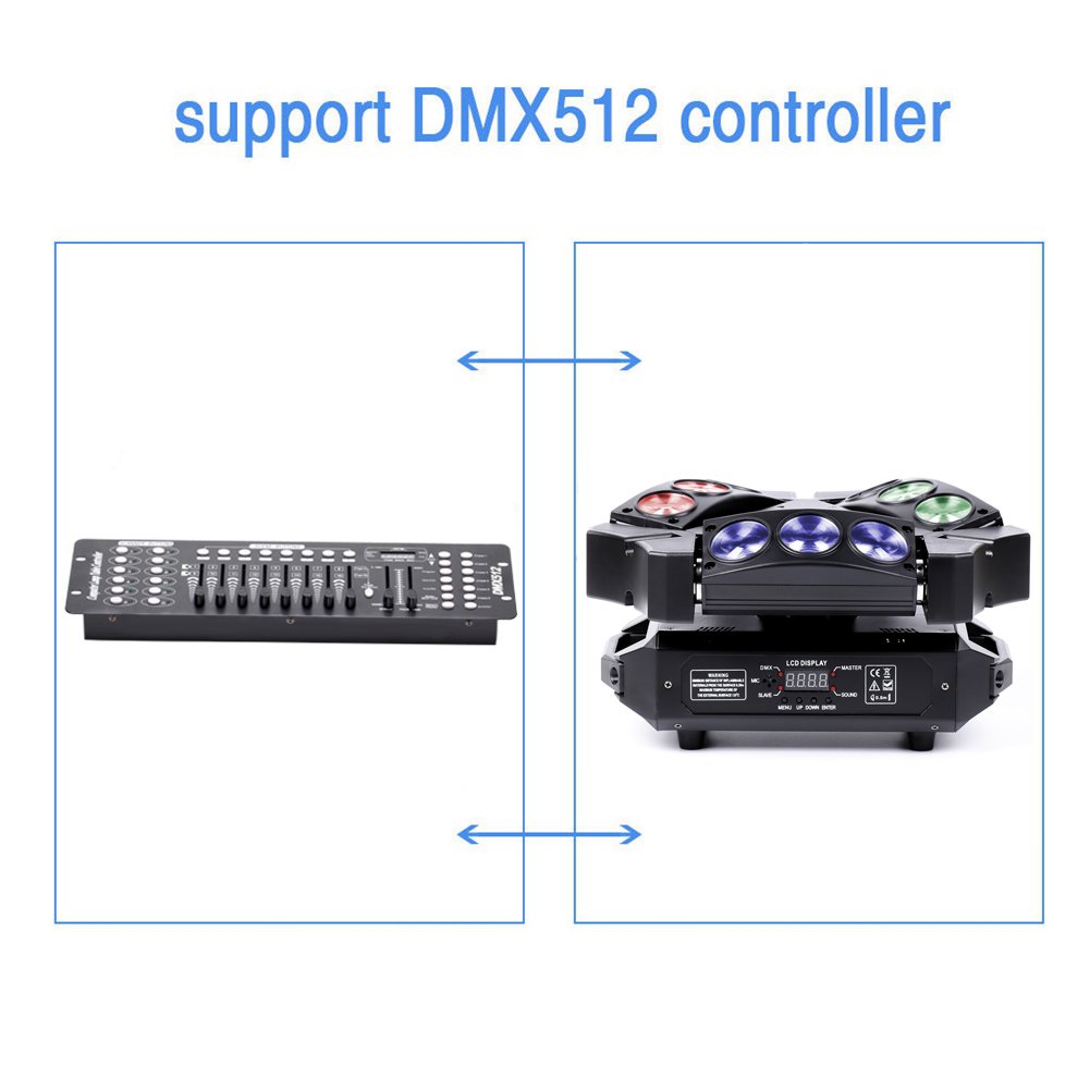 9pcs Beam Rotating Heads LED RGB Stage Effects Light DMX512 Disco Lights Party