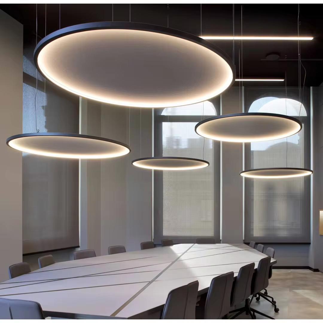ECOJAS New Acoustic ETL Ring Led Pendant Light Linkable Circle Led Linear Light for Office Lighting