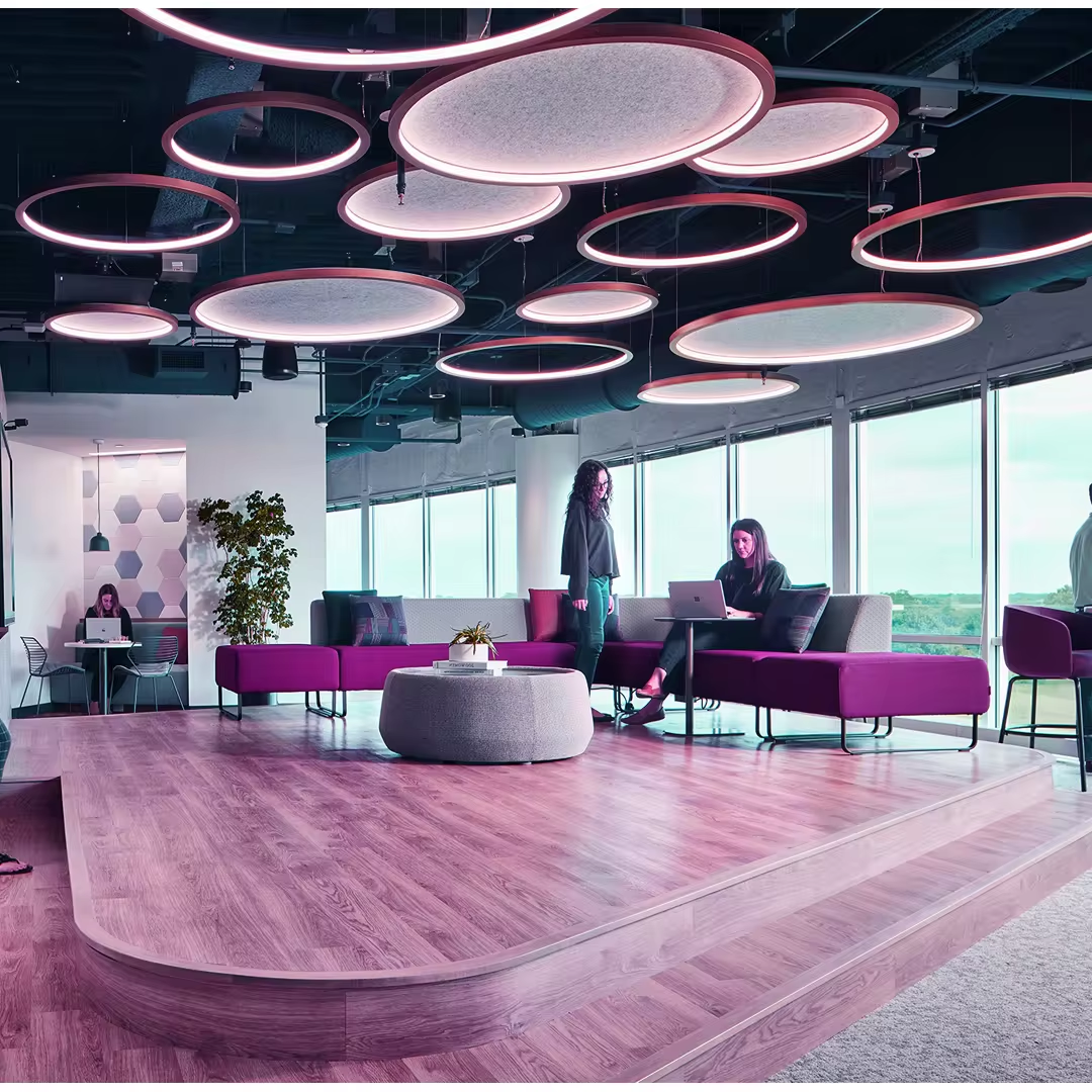 ECOJAS New Acoustic ETL Ring Led Pendant Light Linkable Circle Led Linear Light for Office Lighting