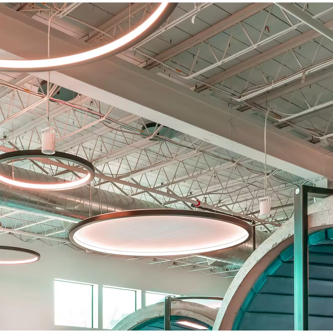 ECOJAS New Acoustic ETL Ring Led Pendant Light Linkable Circle Led Linear Light for Office Lighting