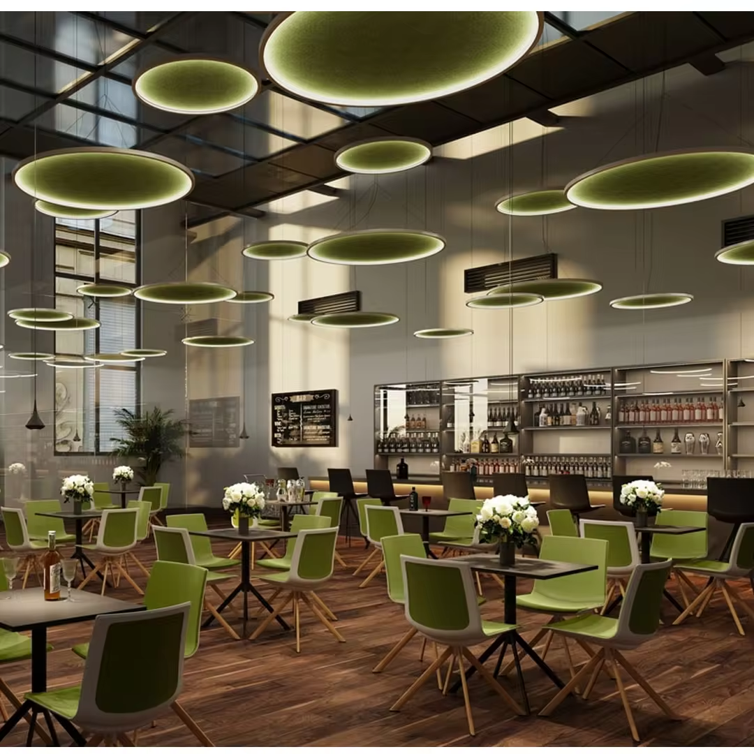 ECOJAS New Acoustic ETL Ring Led Pendant Light Linkable Circle Led Linear Light for Office Lighting